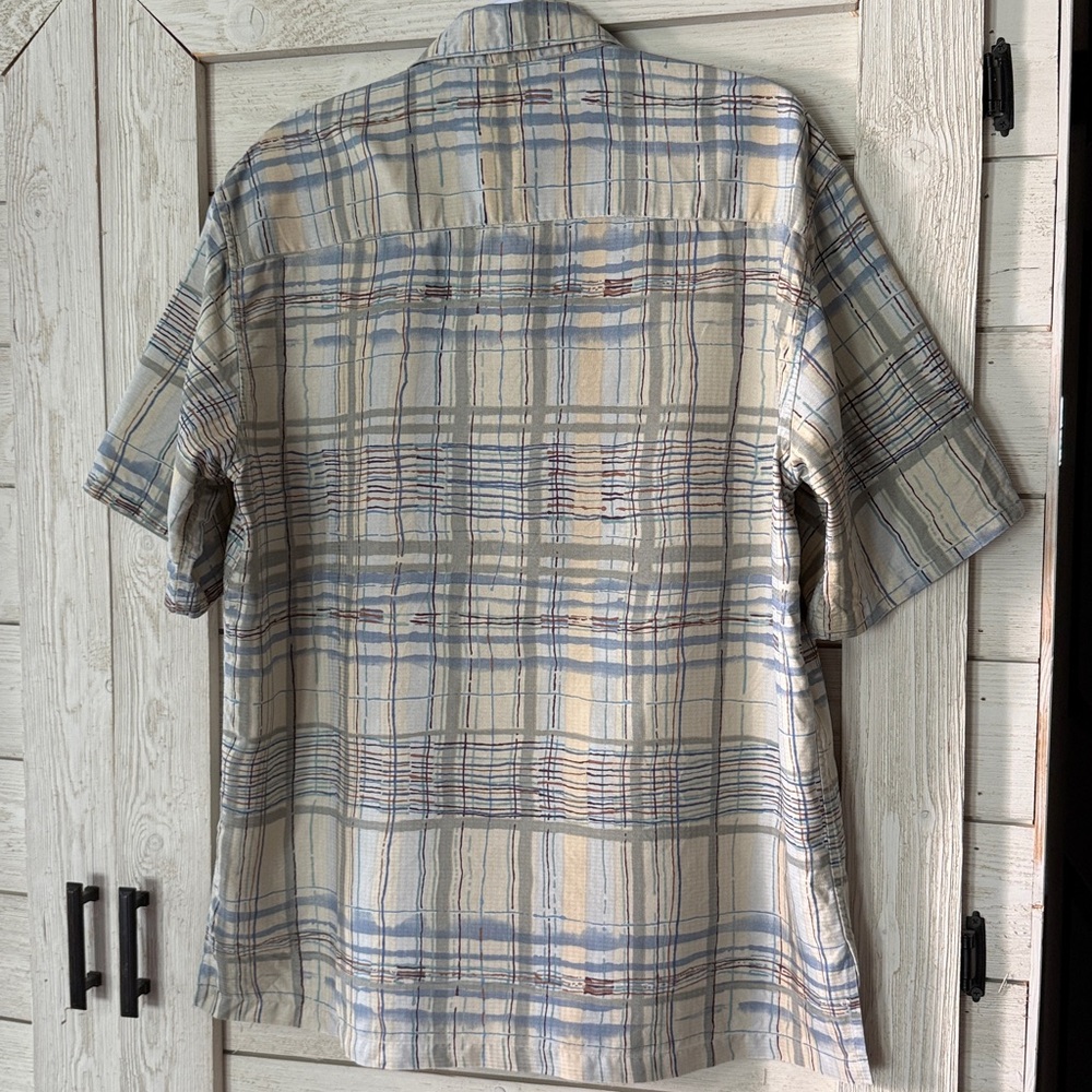 Men’s Tori Richard 100% silk button down shirt in casual loose earth tones plaid - Picture 4 of 6